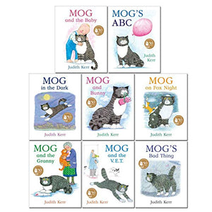 Mog The Cat Books Series 8 Books Collection Set Pack By Judith Kerr (Mog and The Baby, Mog's ABC, Mog in the Dark, Mog and Bunny, Mog on Fox Night, Mog and the Granny, Mog and the V.E.T & Bad Thing) 