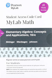 Mylab Math with Pearson Etext -- 18 Week Standalone Access Card -- For Elementary Algebra 