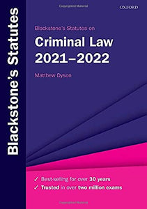 Blackstone's Statutes on Criminal Law 2021-2022 