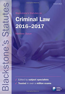 Blackstone's Statutes on Criminal Law 2016-2017 