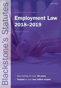 Blackstone's Statutes on Employment Law 2018-2019 