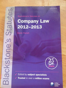 Blackstone's Statutes on Company Law 2012-2013 