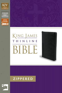 KJV, Thinline Zippered Collection Bible, Bonded Leather, Black, Red Letter Edition 