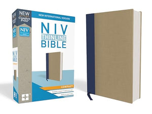 NIV, Thinline Bible, Compact, Cloth over Board, Blue/Tan, Red Letter, Comfort Print 