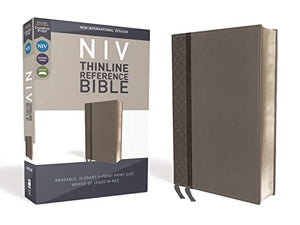 NIV, Thinline Reference Bible, Leathersoft, Gray, Red Letter, Comfort Print 