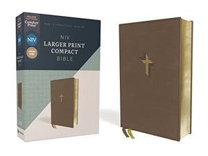 NIV, Larger Print Compact Bible, Leathersoft, Brown, Red Letter, Comfort Print 