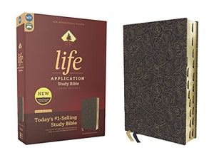 NIV, Life Application Study Bible, Third Edition, Bonded Leather, Navy Floral, Red Letter, Thumb Indexed 