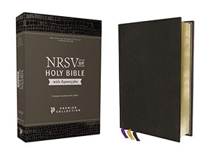 NRSVue, Holy Bible with Apocrypha, Premium Goatskin Leather, Black, Premier Collection, Art Gilded Edges, Comfort Print 