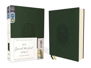 NIV, Journal the Word Bible (Perfect for Note-Taking), Leathersoft, Green, Red Letter, Comfort Print 