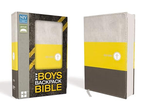 NIV, Boys Backpack Bible, Compact, Leathersoft, Yellow/Charcoal 