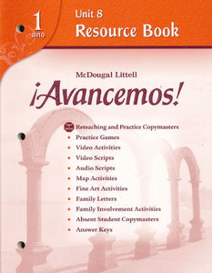 Avancemos! Unit Resource Book 8, Level 1 