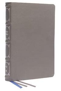 NKJV, Reference Bible, Classic Verse-by-Verse, Center-Column, Genuine Leather, Gray, Red Letter, Comfort Print 