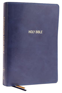 NKJV, Foundation Study Bible, Large Print, Leathersoft, Blue, Red Letter, Thumb Indexed, Comfort Print 