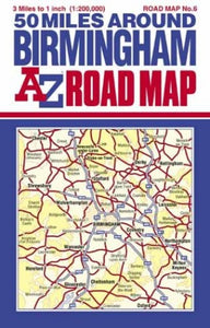 A-Z 50 Miles Around Birmingham Road Map 