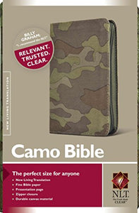 NLT Compact Camo Bible Green Canvas Zip 