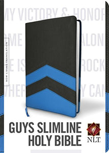 NLT Guys Slimline Bible Tutone Black/Blue Chevrons 