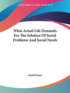 What Actual Life Demands For The Solution Of Social Problems And Social Needs 