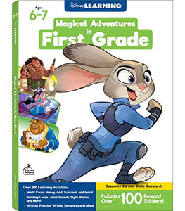 Disney Learning Magical Adventures 1st Grade Workbooks All Subjects, 1st Grade Math, Reading Comprehension, Writing, Letter Sounds, Addition, Subtraction, First Grade Workbook Ages 6-7 