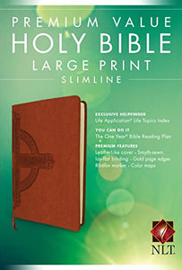 NLT Premium Value Slimline Large Print Bible: Cross Design 