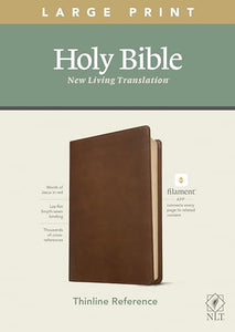 NLT Large Print Thinline Reference Bible, Filament Enabled Edition (Red Letter, Leatherlike, Rustic Brown) 