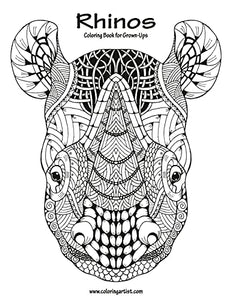 Rhinos Coloring Book for Grown-Ups 1 