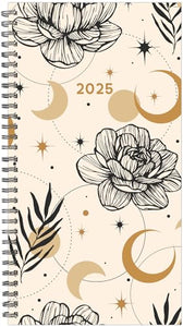 Floral Moon 2025 3.5 X 6.5 Softcover Weekly Spiral 