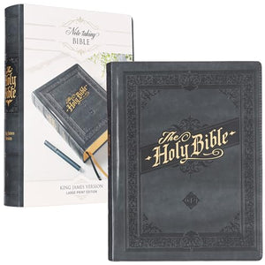 KJV Holy Bible, Large Print Note-Taking Bible, Faux Leather Hardcover - King James Version, Gray 