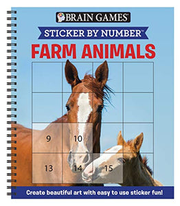 Brain Games - Sticker by Number: Farm Animals (Easy - Square Stickers) 