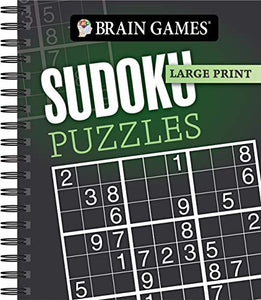 Brain Games - Large Print: Sudoku Puzzles (Dark Gray) 