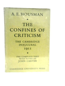 The Confines of Criticism: The Cambridge Inaugural 1911 