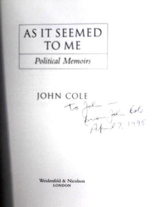 As it Seemed to Me; Political Memoirs 