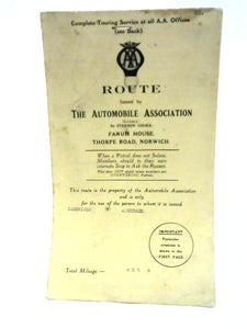 Route Issued by the Automobile Association - Cambridge to Aberdeen 