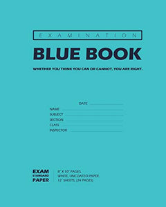 Examination Blue Book, Wide Ruled, 12 Sheets (24 Pages), Blank Lined, Write-in Booklet (Royal Blue) 