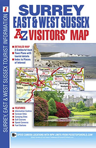 Surrey, East and West Sussex A-Z Visitors' Map 