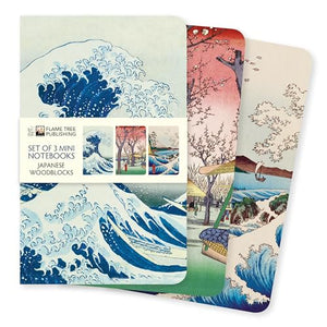 Japanese Woodblocks Set of 3 Mini Notebooks 