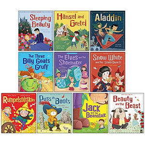 Fairytale Classics 10 Picture Flat Children Books Collection Set (Sleeping Beauty, Jack and the Beanstalk, Rumpelstiltskin, The Three Billy Goats Gruff & MORE!) 