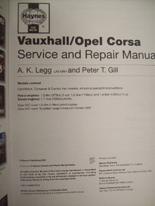 Vauxhall/Opel Corsa Petrol and Diesel Service and Repair Manual 