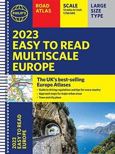 2023 Philip's Easy to Read Multiscale Road Atlas Europe 