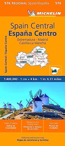 Spain Central, Extremadura, Castilla-La Mancha, Madrid - Michelin Regional Map 576 