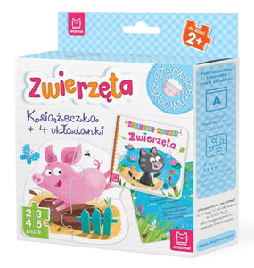 Zwierzeta Ksiazeczka i cztery ukladanki Puzzle dla malucha 