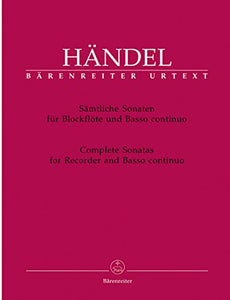 BARENREITER HAENDEL G.F. - COMPLETE SONATAS - RECORDER, BASSO CONTINUO Classical sheets Recorder 