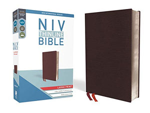 NIV, Thinline Bible, Large Print, Bonded Leather, Burgundy, Red Letter, Comfort Print 